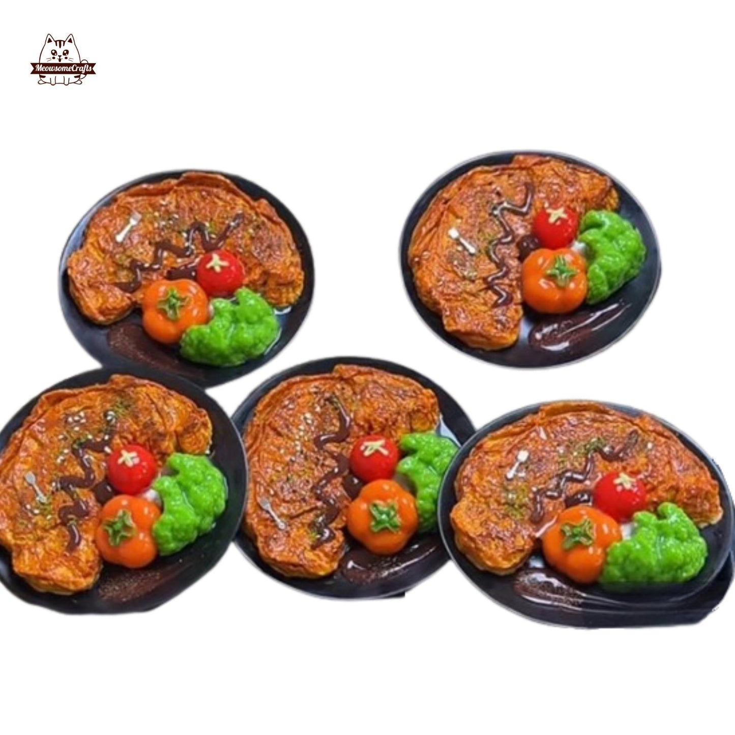Realistic Steak Broccoli Tomato Plate Food Handmade Squishy Fidget Toy