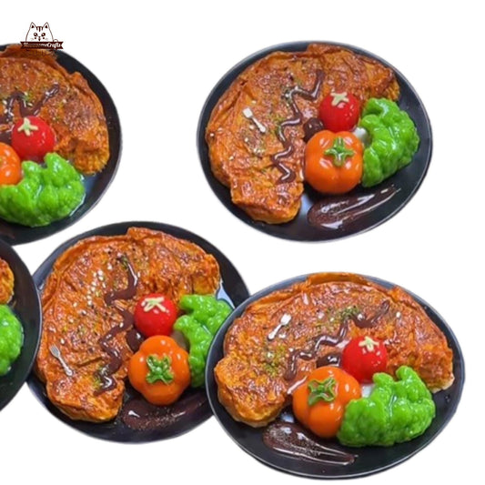 Realistic Steak Broccoli Tomato Plate Food Handmade Squishy Fidget Toy