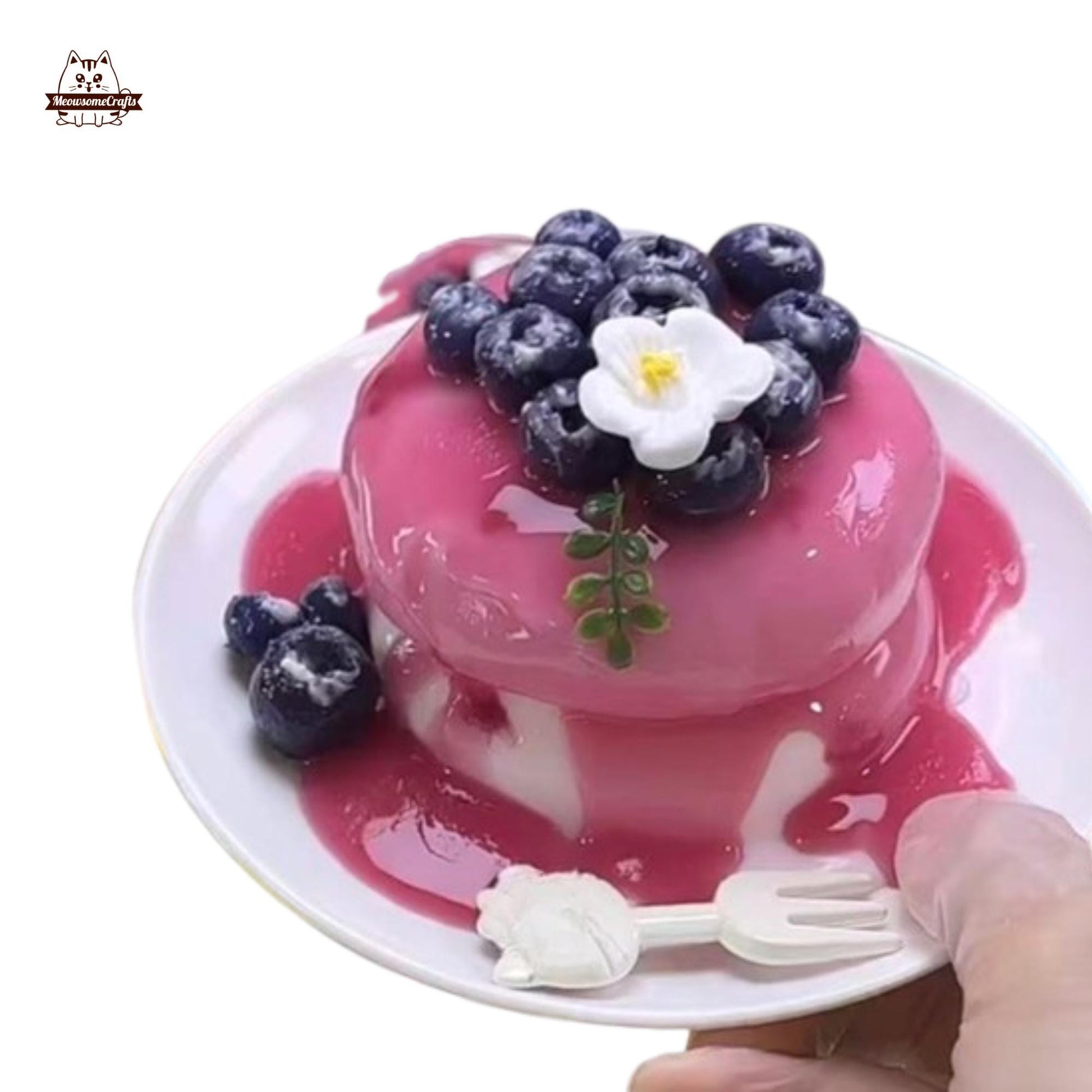 Slow Rising Kawaii Blueberry Soufflé Dessert Food Handmade Squishy Fidget Toy