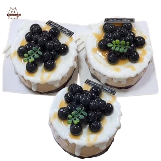 Boba Themed Blueberry Drizzle Cake Dessert Food Handmade Squishy Fidget Toy