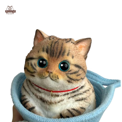 Kawaii Big Chubby Striped Furry Kitty Cat Handmade Squishy Fidget Toy