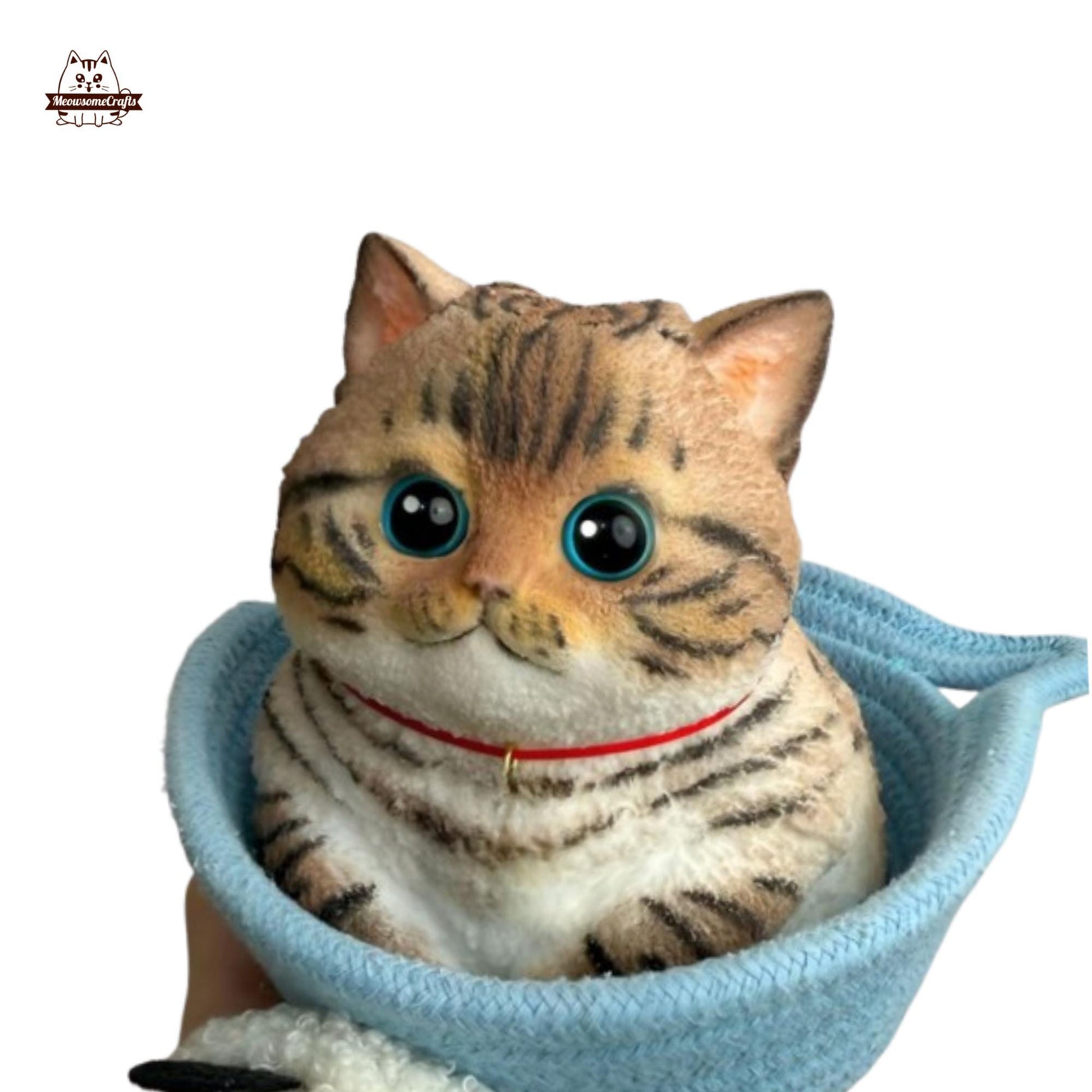 Kawaii Big Chubby Striped Furry Kitty Cat Handmade Squishy Fidget Toy