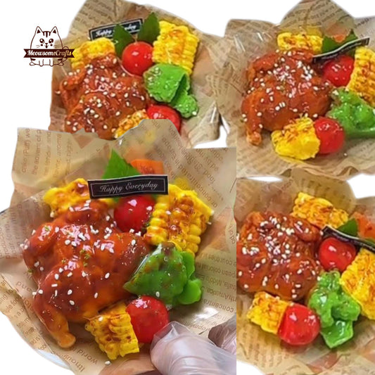 Whole Roast Chicken Veggies Food Handmade Squishy Fidget Toy