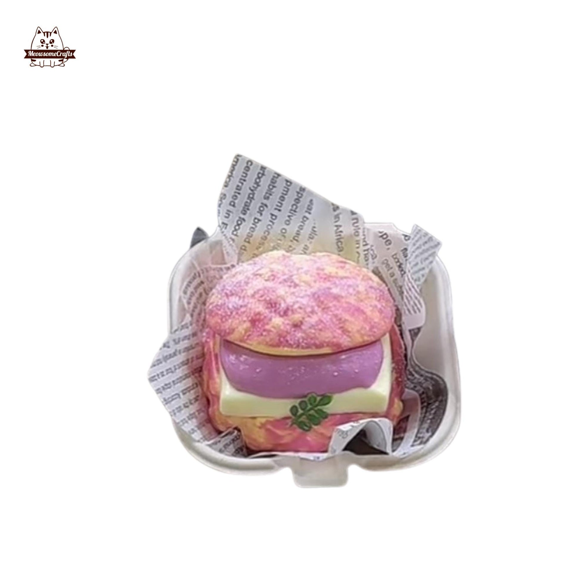 Butter Bread Sandwich Food Handmade Squishy Fidget Toy - Pink