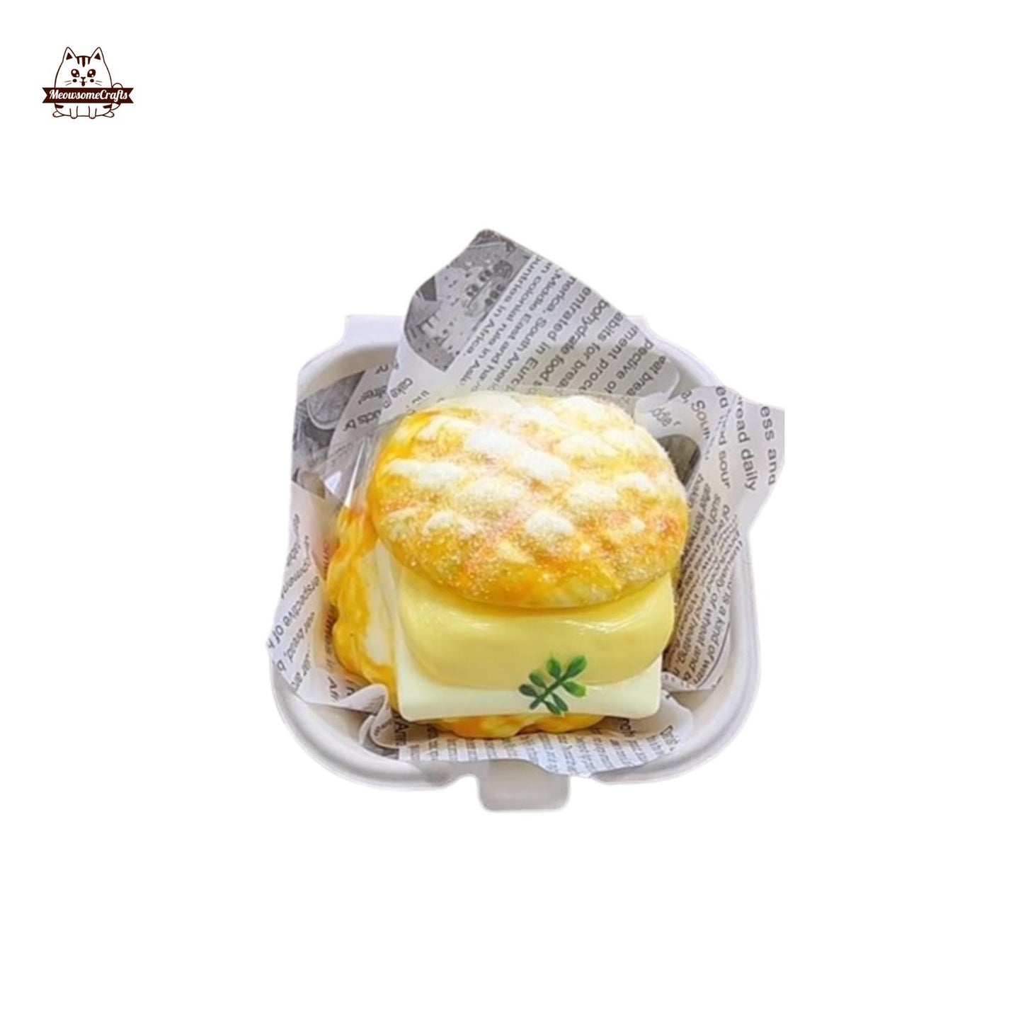 Butter Bread Sandwich Food Handmade Squishy Fidget Toy - Yellow