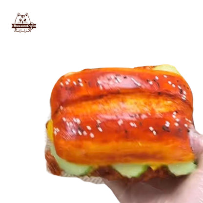 Crispy Fried Chicken Patty Burger Food Handmade Squishy Fidget Toy