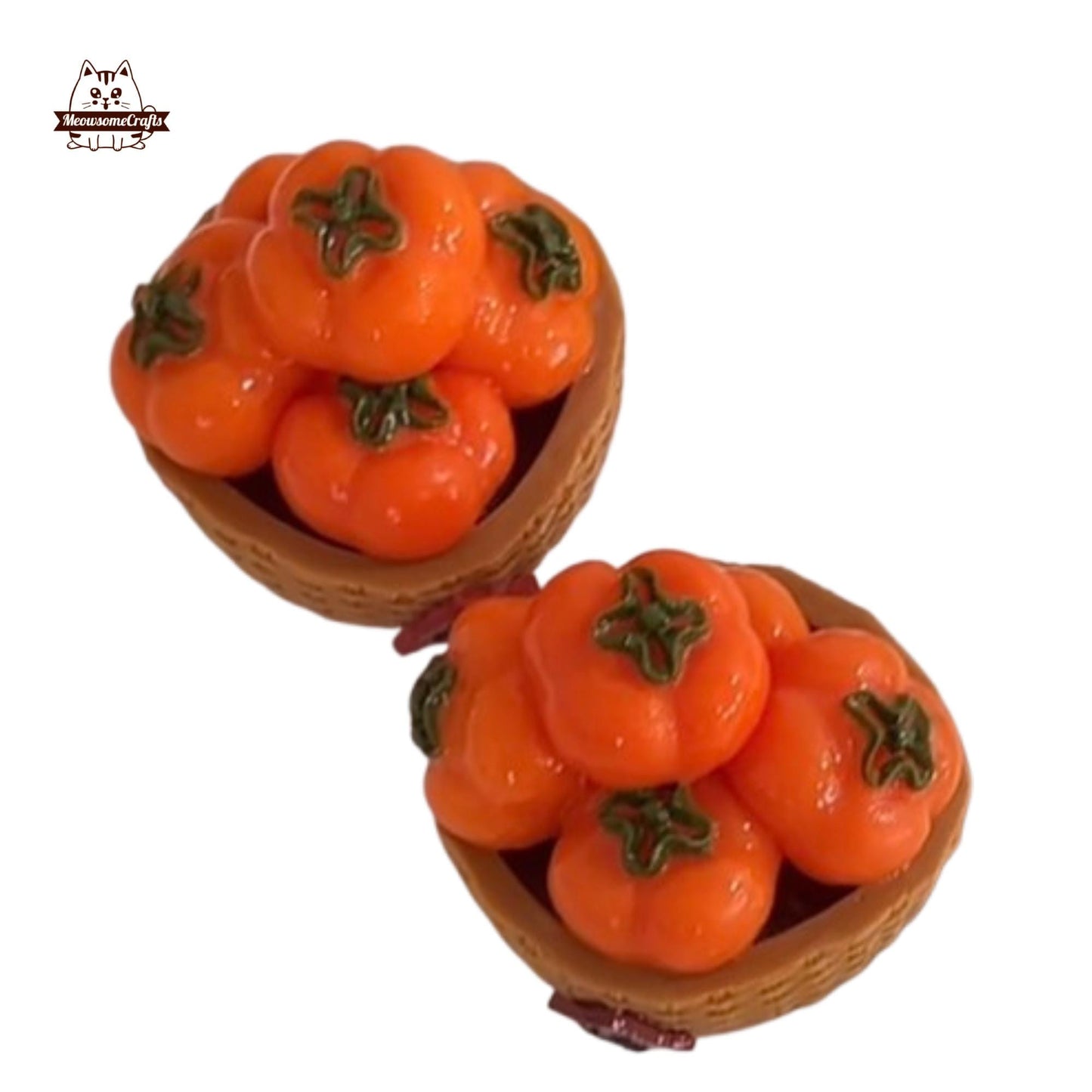 Realistic Basket of Persimmons Fruits Food Handmade Squishy Fidget Toy