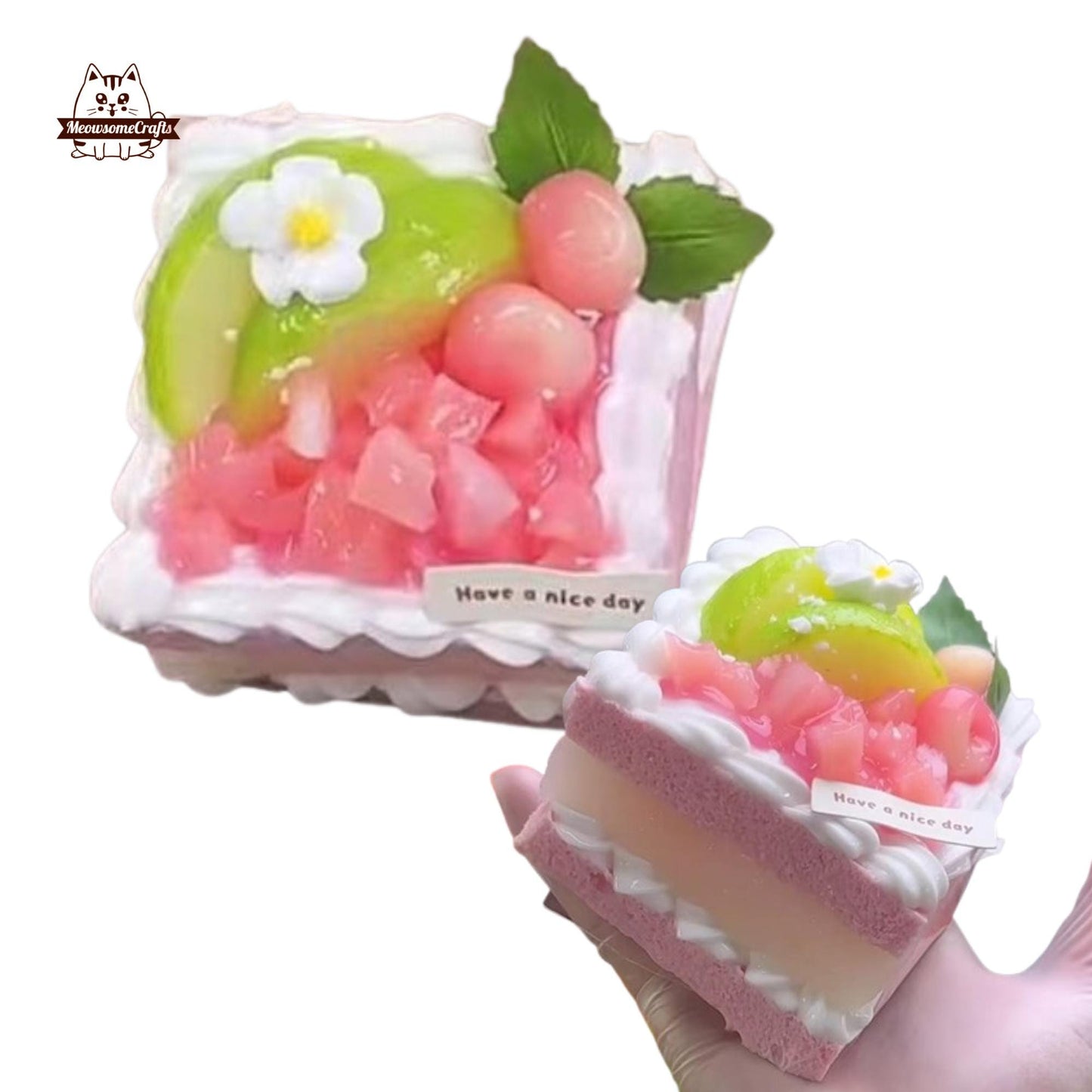 Peach Cream Cake Food Taba Squishy Squeezable Stress Relief Sensory Fidget Toy