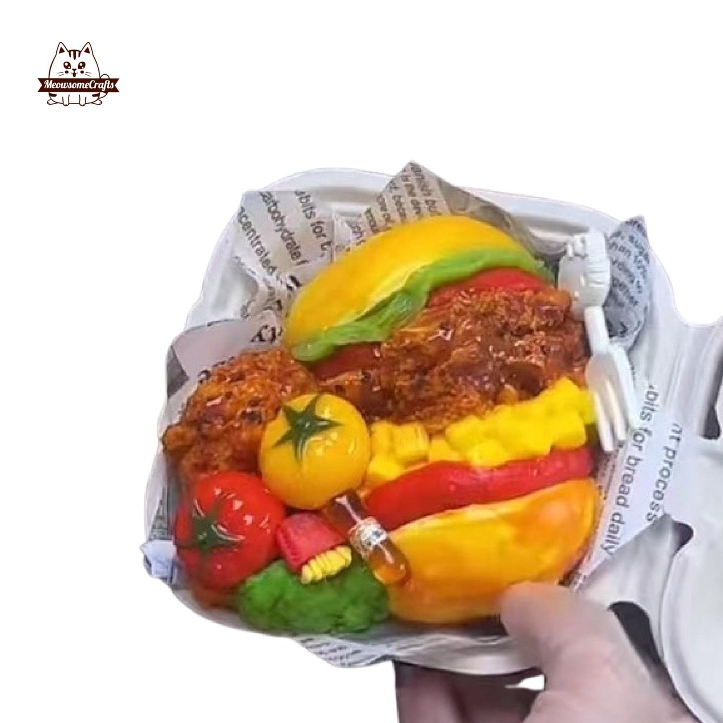 Fried Chicken Burger Food Slow Rising Taba Squishy Squeezable Stress Relief Sensory Fidget Toy