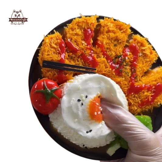 Fried Chicken Cutlet Egg Rice Food Slow Rising Taba Squishy Squeezable Stress Relief Desk Toy decoration