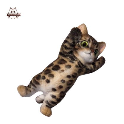 Soft Taba Furry Laying Playful Bengal Kitty Cat Handmade Squishy Fidget Toy