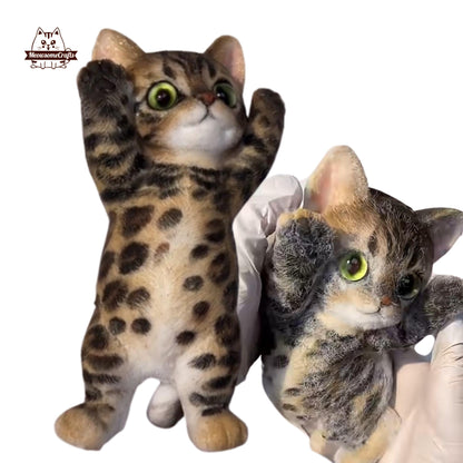 Soft Taba Furry Laying Playful Bengal Kitty Cat Handmade Squishy Fidget Toy