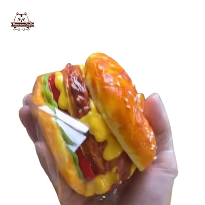 Realistic Cheese Burger Food Handmade Squishy Fidget Toy