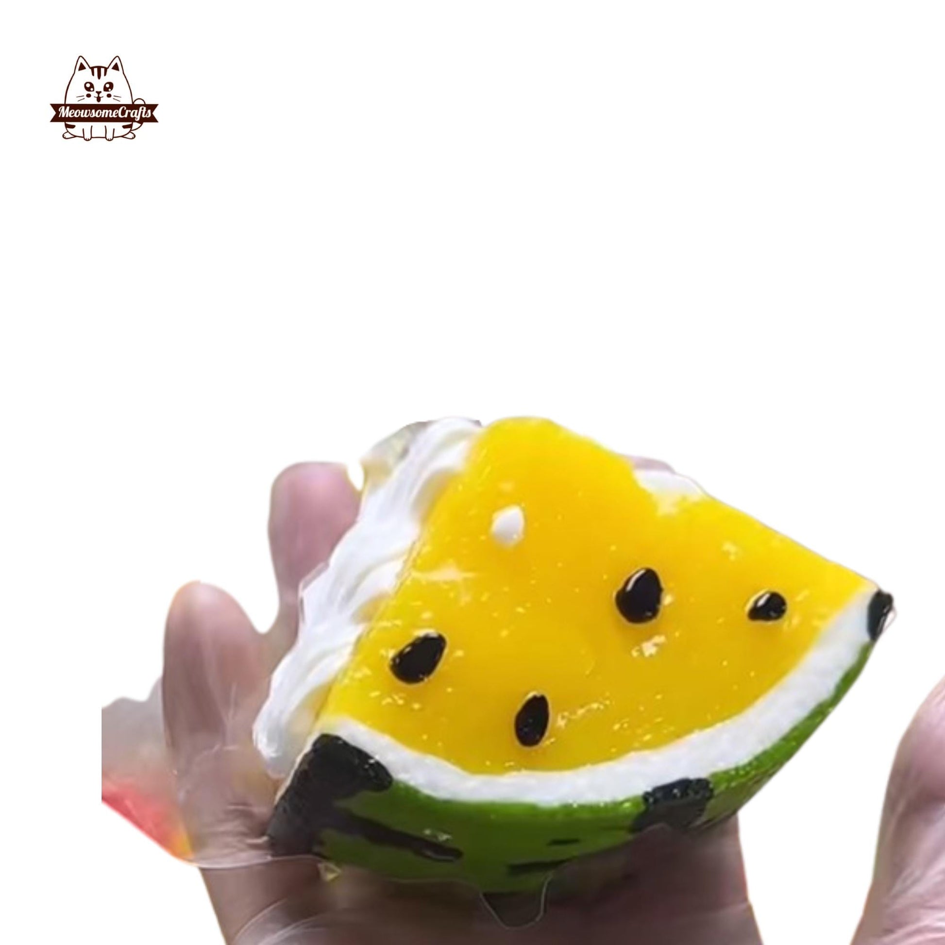 Kawaii Watermelon Slice Food Handmade Squishy Fidget Toy - B