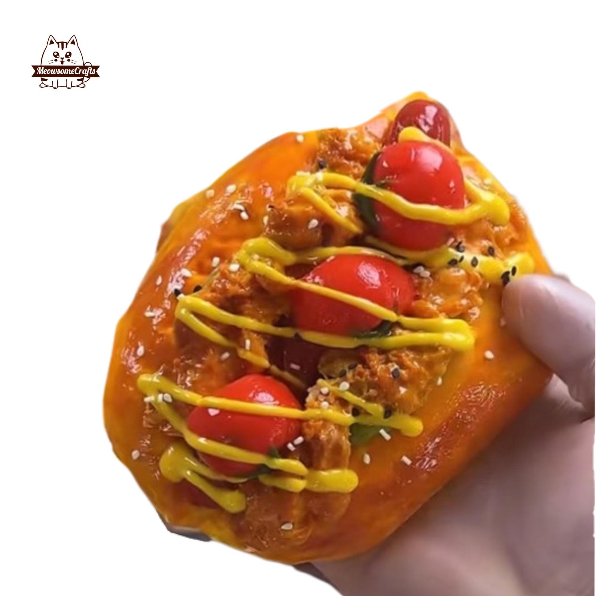 Hot Dog In Bun Tomatoes Food Handmade Squishy Fidget Toy