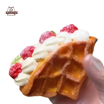 Blueberry Strawberry Waffles Food Squishy Dessert Stress Relief Fidget Realistic Food Toy