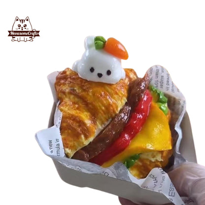 Croissant Sandwich Food Handmade Squishy Fidget Toy