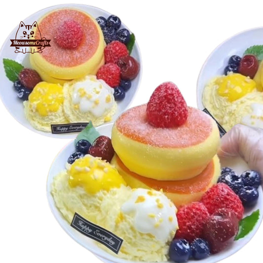 Soufflé Pancake Dessert Plate Food Handmade Squishy Fidget Toy