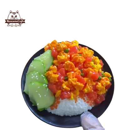 Tomato Scrambled Egg Rice Food Handmade Squishy Fidget Toy
