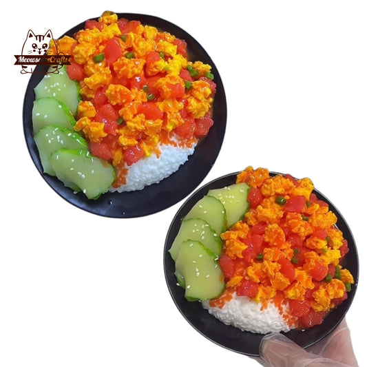 Tomato Scrambled Egg Rice Food Handmade Squishy Fidget Toy