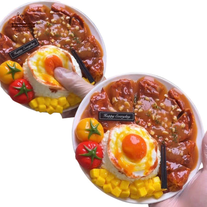Chicken Cutlet Rice Food Squishy Squeezable Stress Relief Sensory Fidget Toy