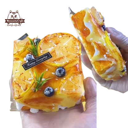 Lemon Blueberry Puff Pastry Food Taba Squishy Stress Relief Sensory Fidget Toy