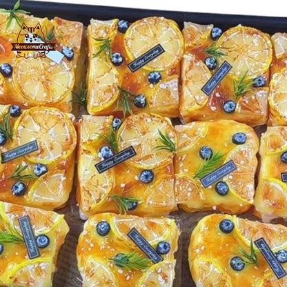 Lemon Blueberry Puff Pastry Food Taba Squishy Stress Relief Sensory Fidget Toy