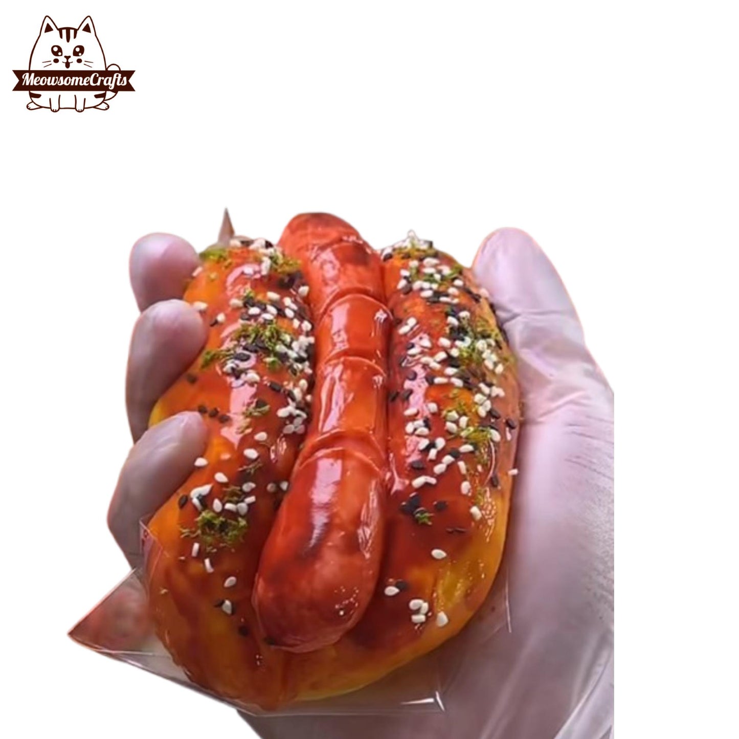 Hot Dog Bun Food Taba Squishy Stress Relief Sensory Handmade Fidget Toy