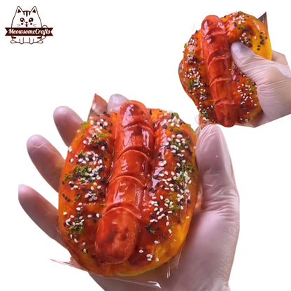 Hot Dog Bun Food Taba Squishy Stress Relief Sensory Handmade Fidget Toy