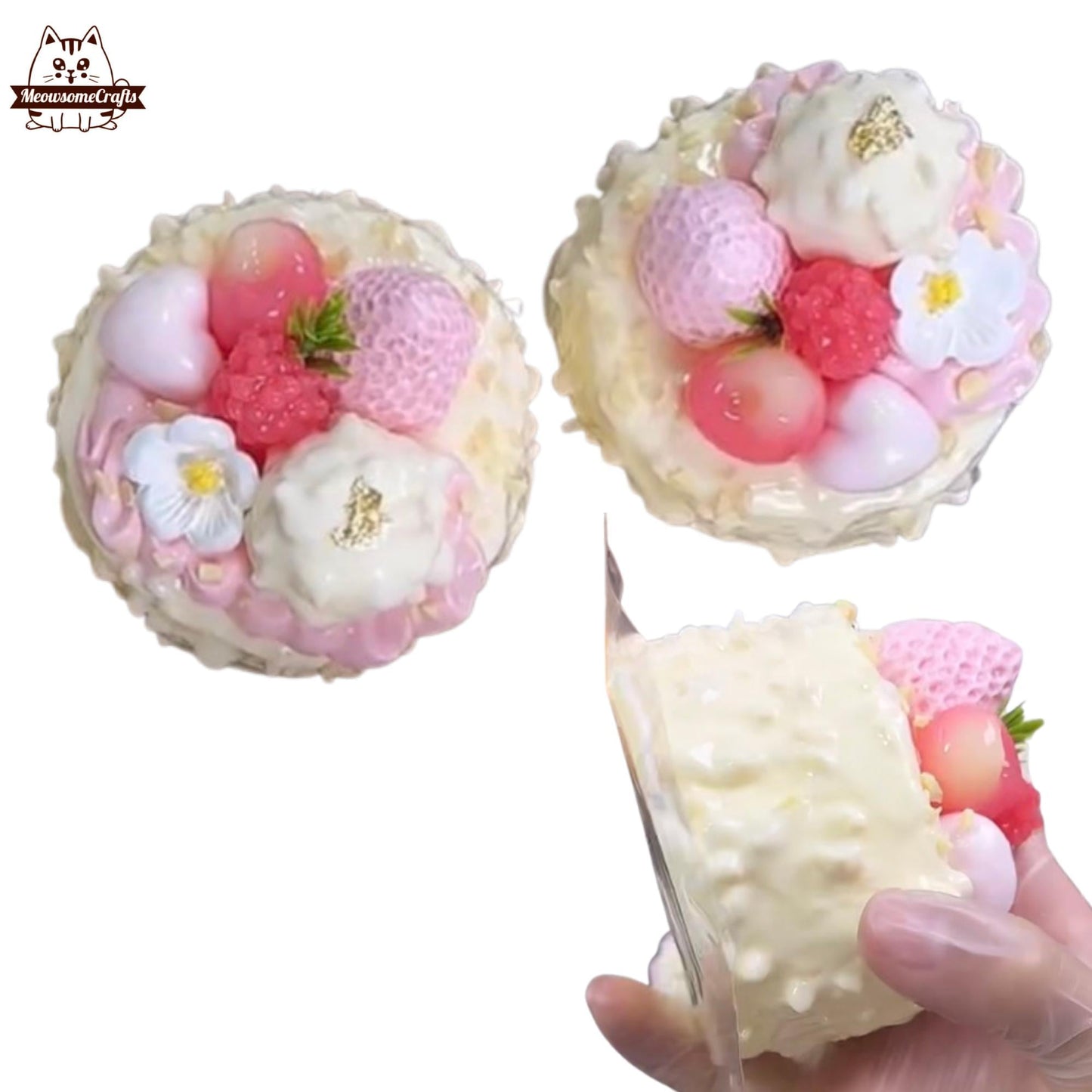 Fruit-Topped Cream Cakes Food Taba Squishy Stress Relief Sensory Office Desk Toy