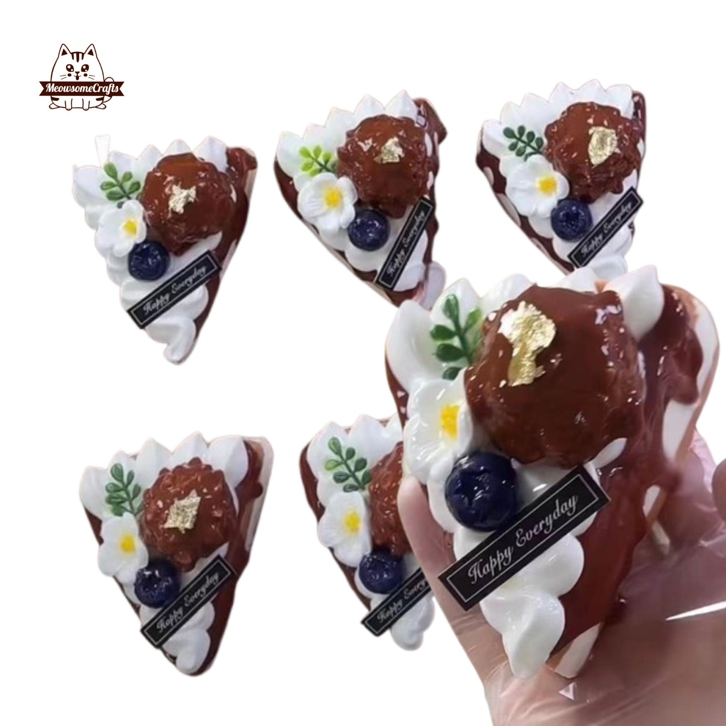 Kawaii Slice of Chocolate Cake Food Squishy Squeezable Stress Relief Fidget Toy
