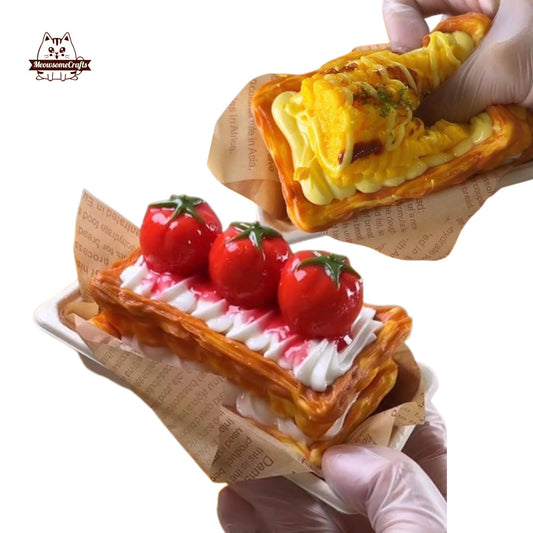 Flaky Puff Pastry Tomato Corn Food Slow Rising Taba Squishy Squeezable Stress Relief Sensory Fidget Toy