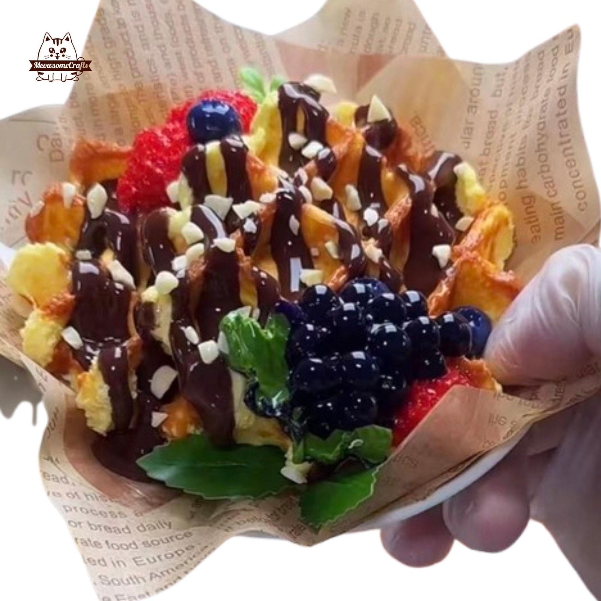 Realistic Chocolate Berry Waffle Dessert Squishy Slow Rising Stress Relief Gift