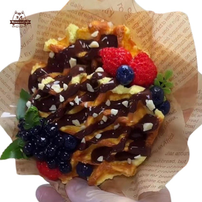 Realistic Chocolate Berry Waffle Dessert Squishy Slow Rising Stress Relief Gift