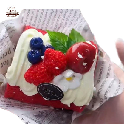 Soft Red Berry Cake Taba Squishy Slow Rising Stress Relief Fidget Toy Gift