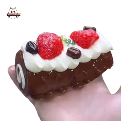 Strawberry Swiss Roll Food Squishy Squeezable Stress Relief Sensory Fidget Toy