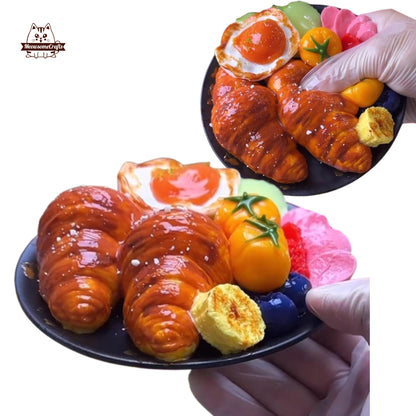 Jumbo Taba Croissant Egg Dessert Plate Food Taba Squishy Squeezable Stress Relief Sensory Fidget Toy