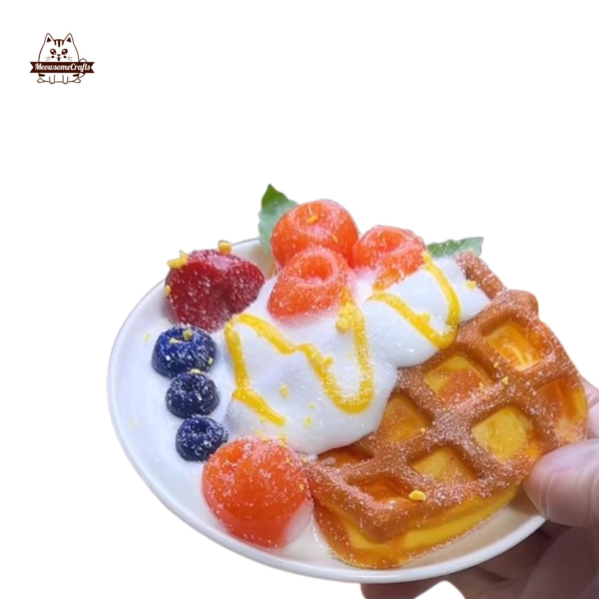 Realistic Waffle Cherries Food Taba Squishy Squeezable Stress Relief Sensory Fidget Toy