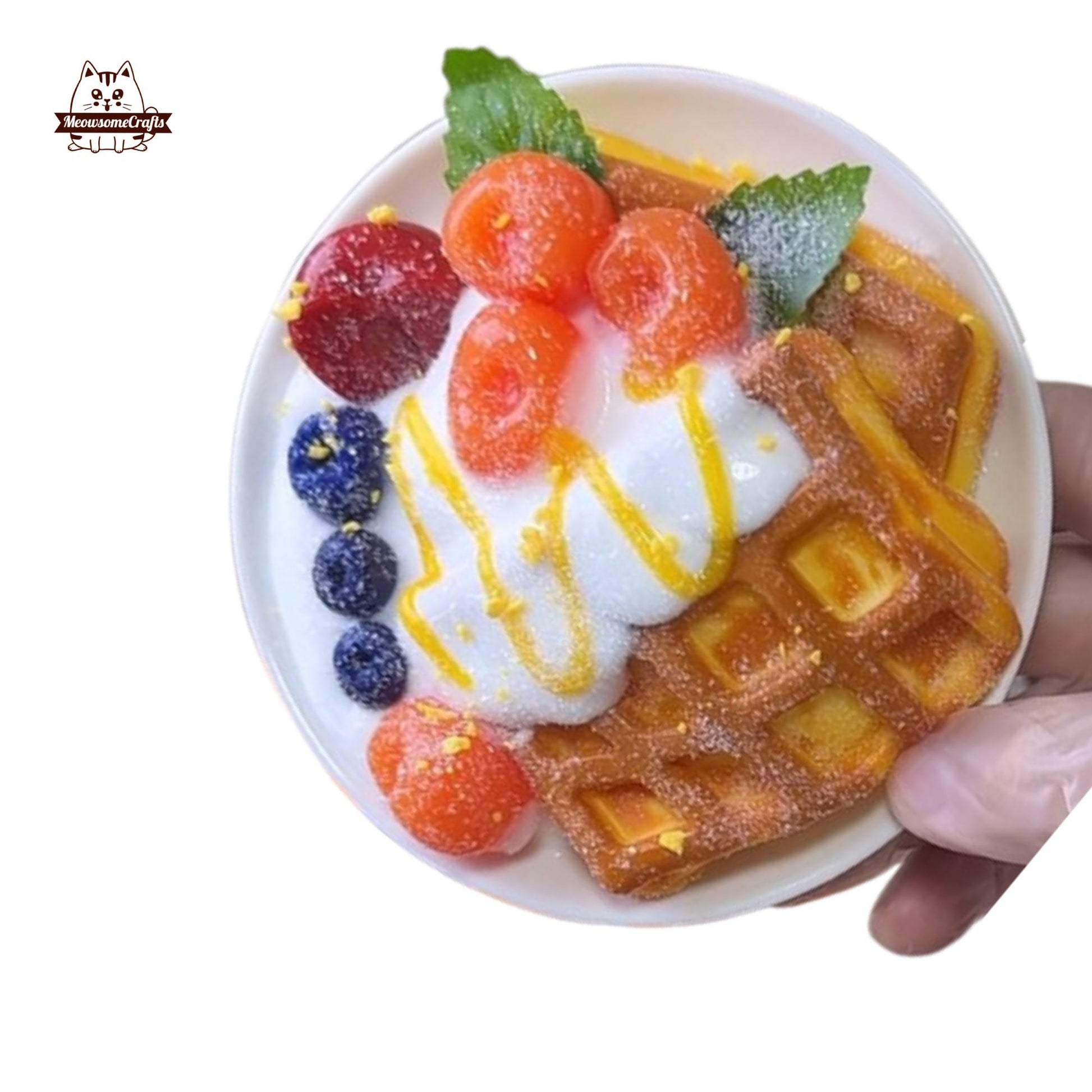 Realistic Waffle Cherries Food Taba Squishy Squeezable Stress Relief Sensory Fidget Toy