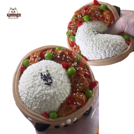 Peas Meatballs Rice Bowl Taba Squishy Squeezable Stress Relief Sensory Fidget Toy
