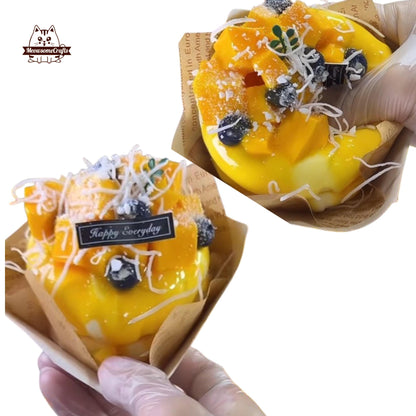 Realistic Mango Soufflé Food Taba Squishy Squeezable Stress Relief Fidget Toy