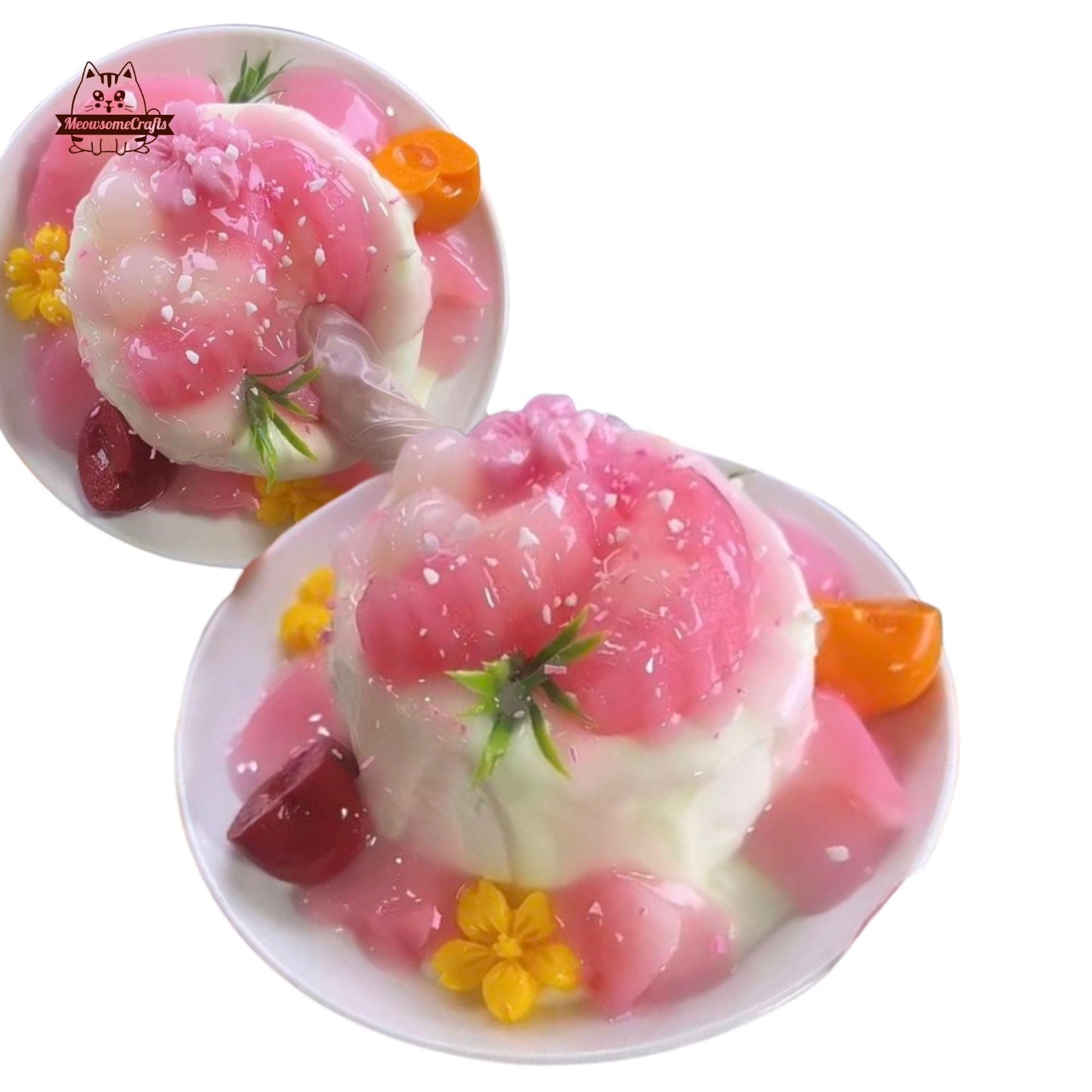 Realistic Peach Cherry Cream Cake Food Squishy Squeezable Stress Relief Sensory Fidget Toy