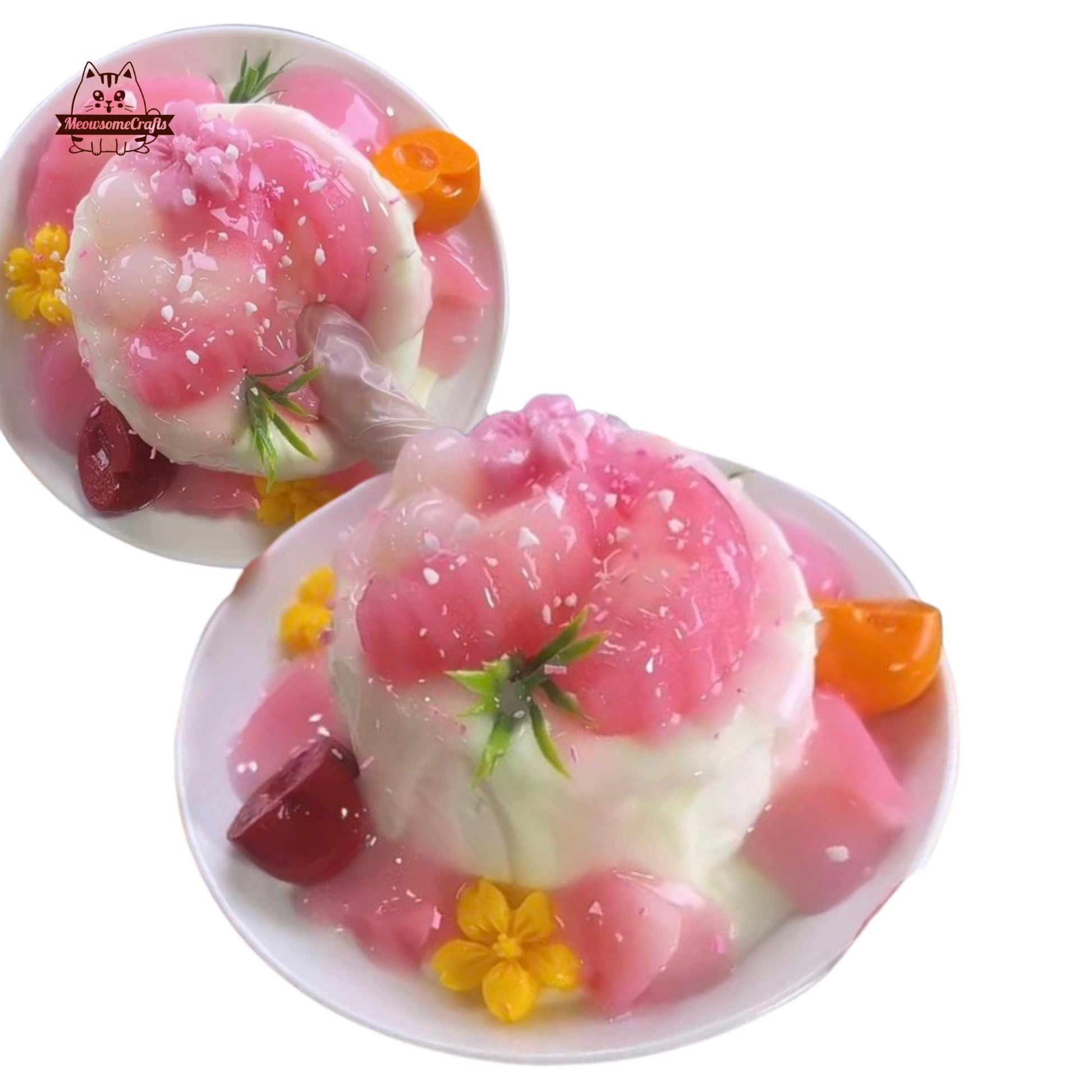 Realistic Peach Cherry Cream Cake Food Squishy Squeezable Stress Relief Sensory Fidget Toy