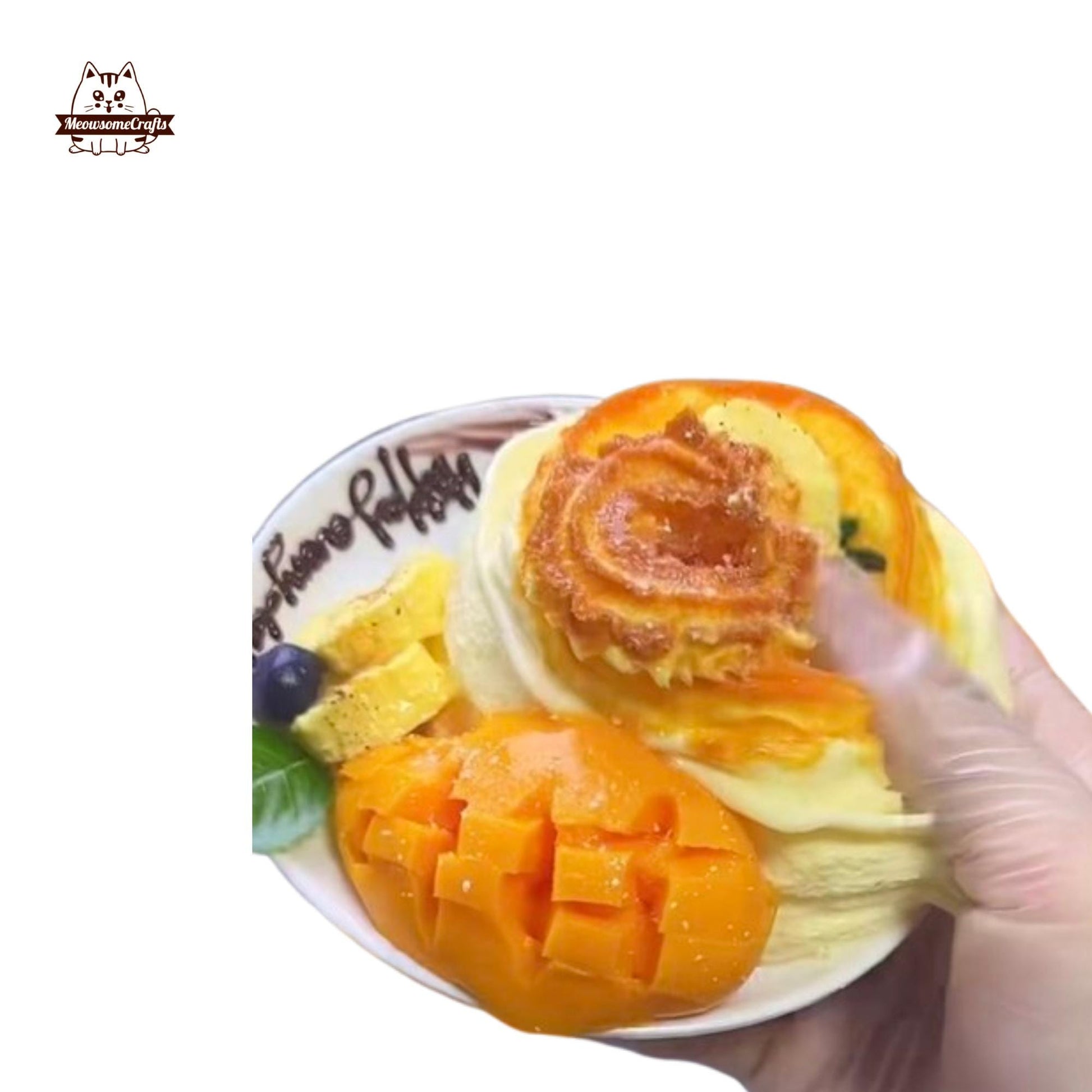 Soft Mango Cinnamon Roll Food Squishy Squeezable Stress Relief Sensory Fidget Toy