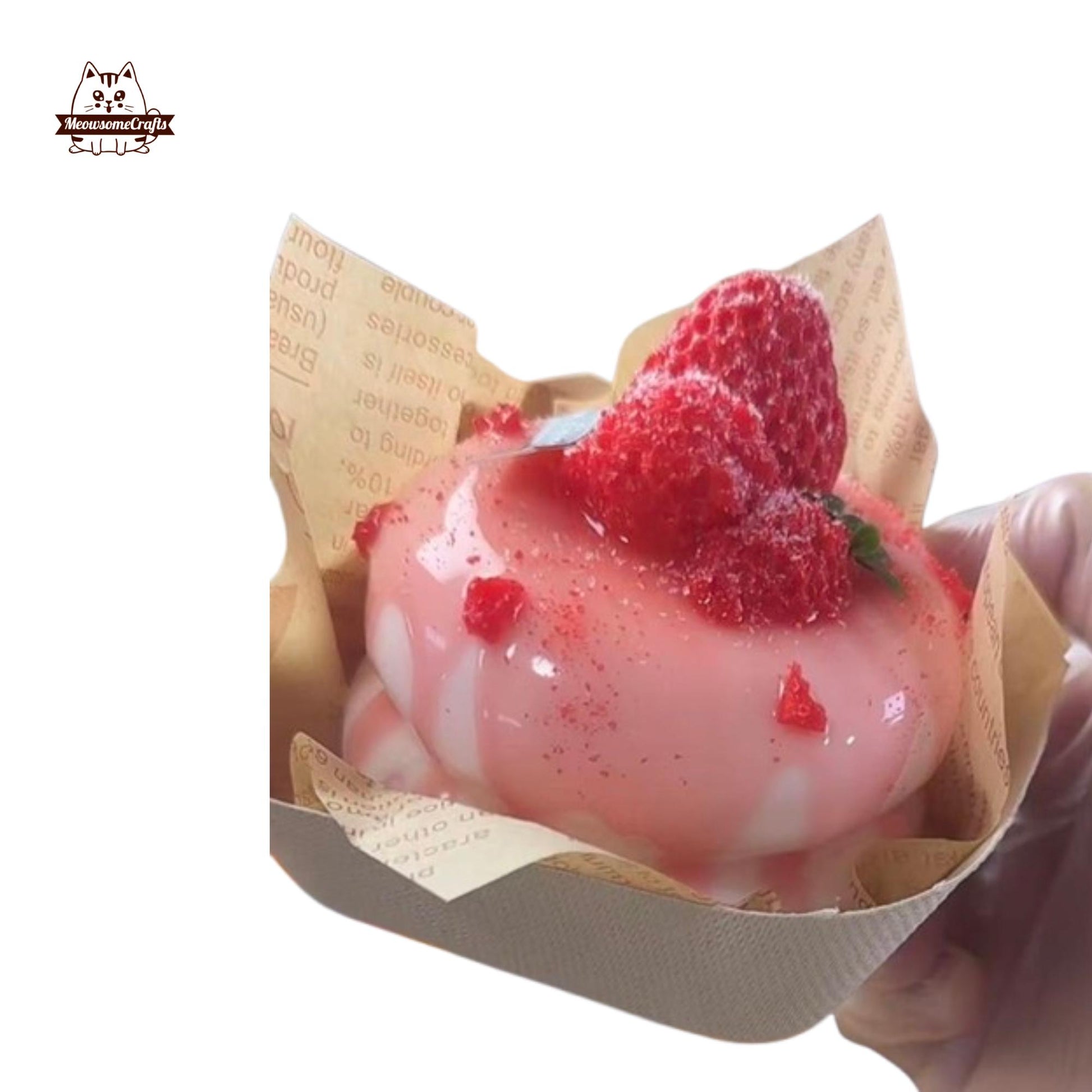 Soft Strawberry Soufflé Cake Food Squishy Squeezable Stress Relief Sensory Fidget Toy