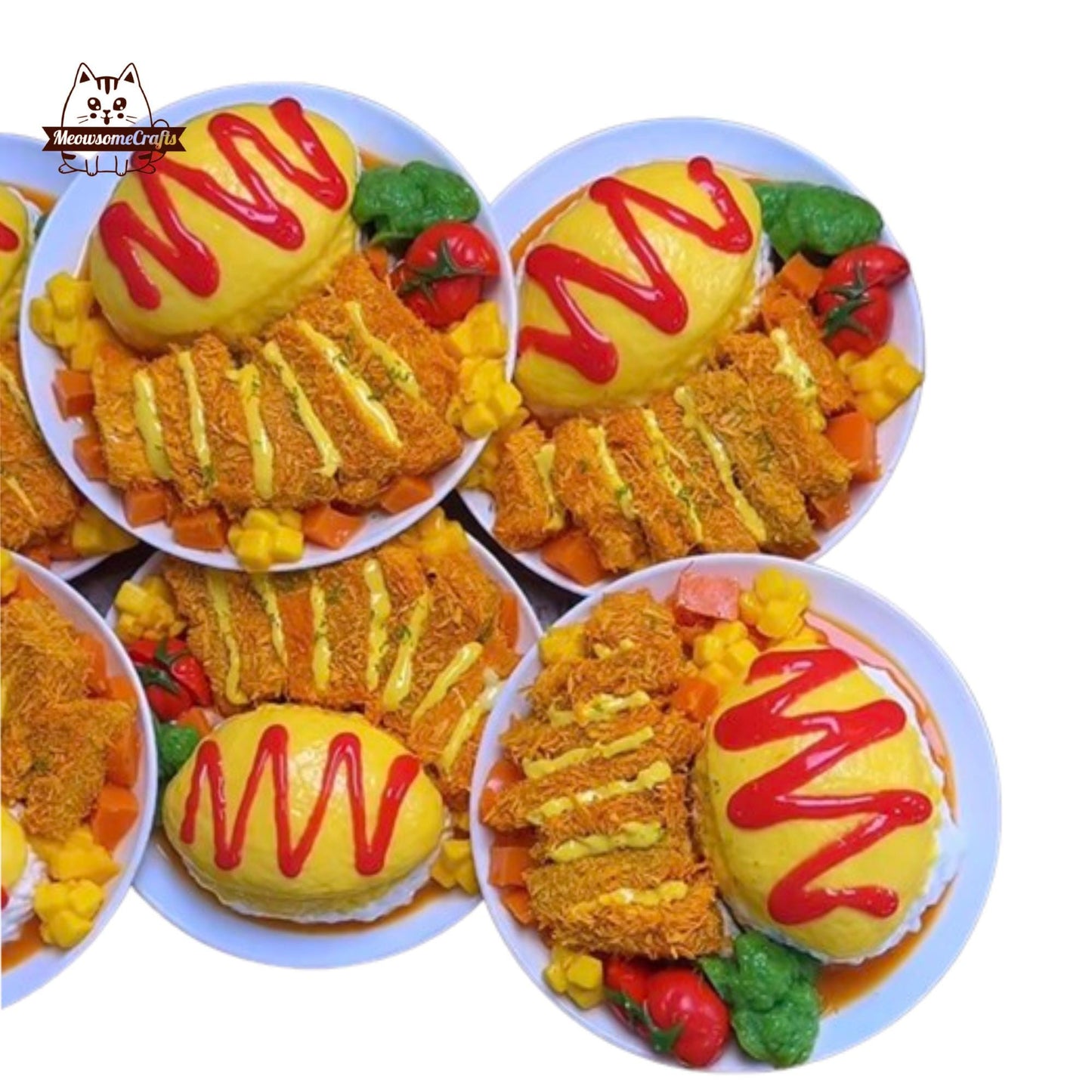 Realistic Pork Chop Rice Food Squishy Squeezable Stress Relief Sensory Fidget Toy