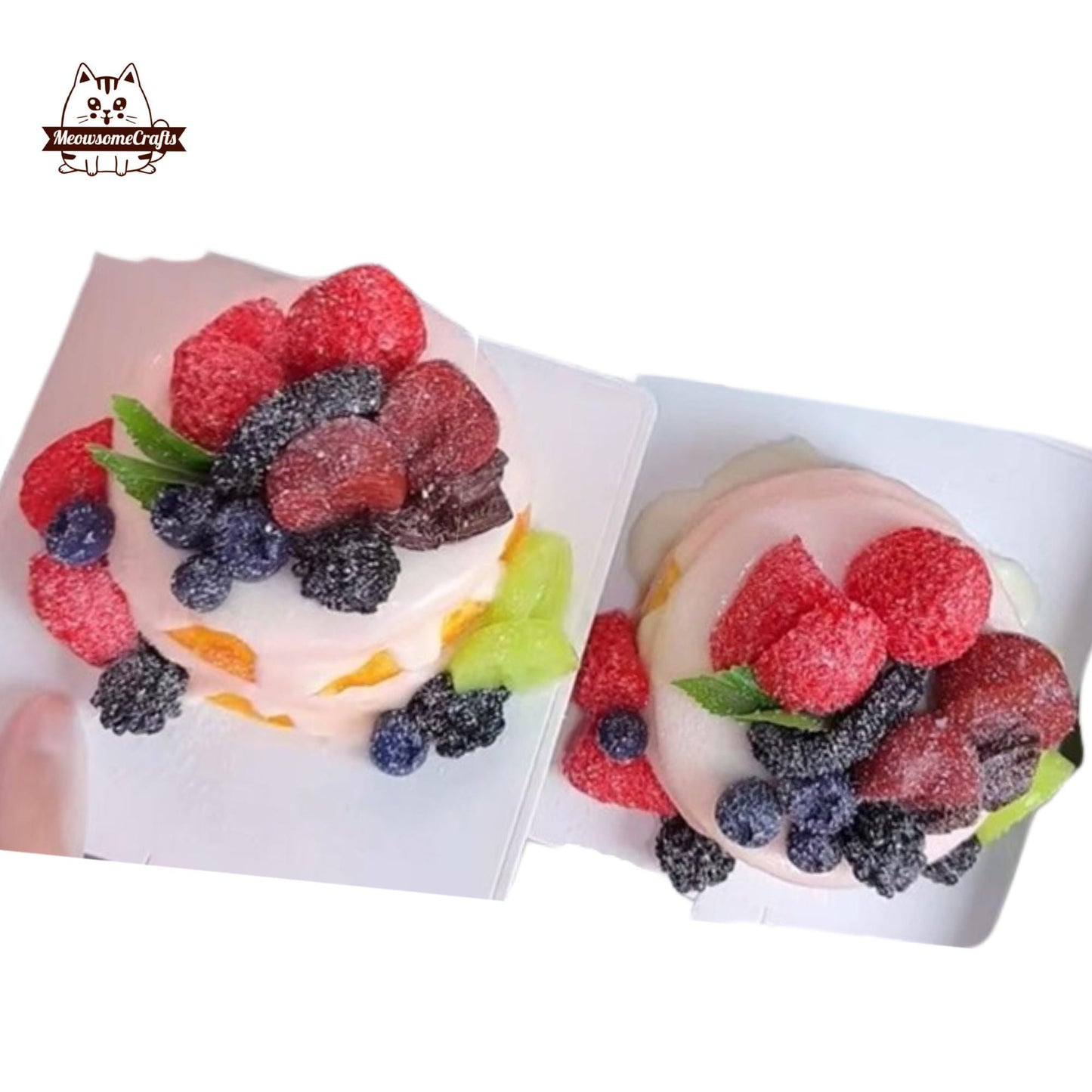 Realistic Berries Fruit Cake Food Squishy Squeezable Stress Relief Sensory Fidget Toy