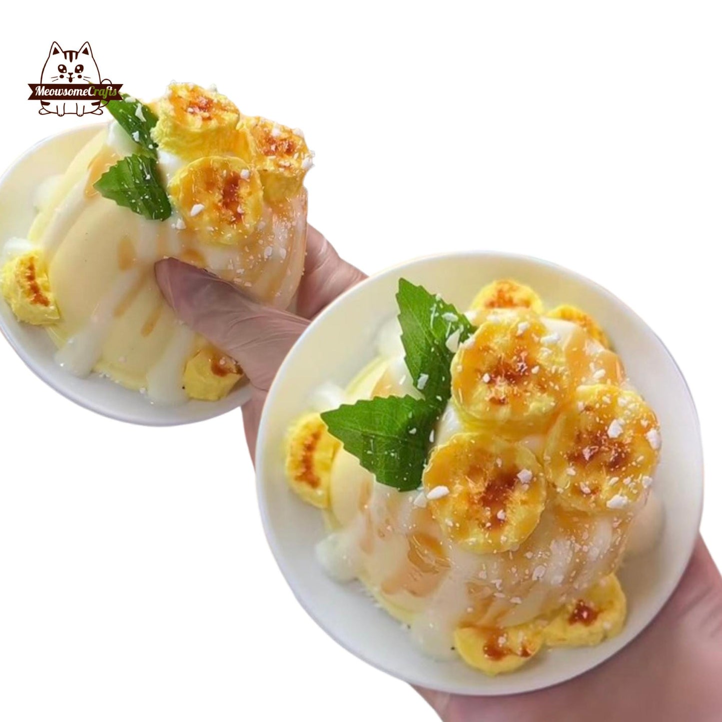 Realistic Banana Pudding Cake Food Squishy Squeezable Stress Relief Sensory Fidget Toy