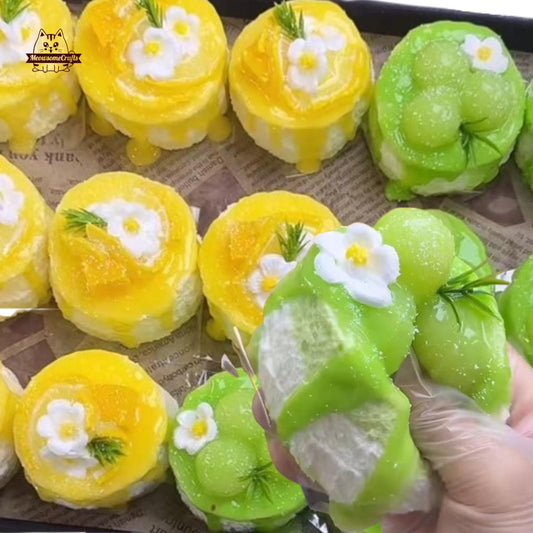 Handmade Grape Mango Cake Food Taba Squishy Squeezable Stress Relief Fidget Toys