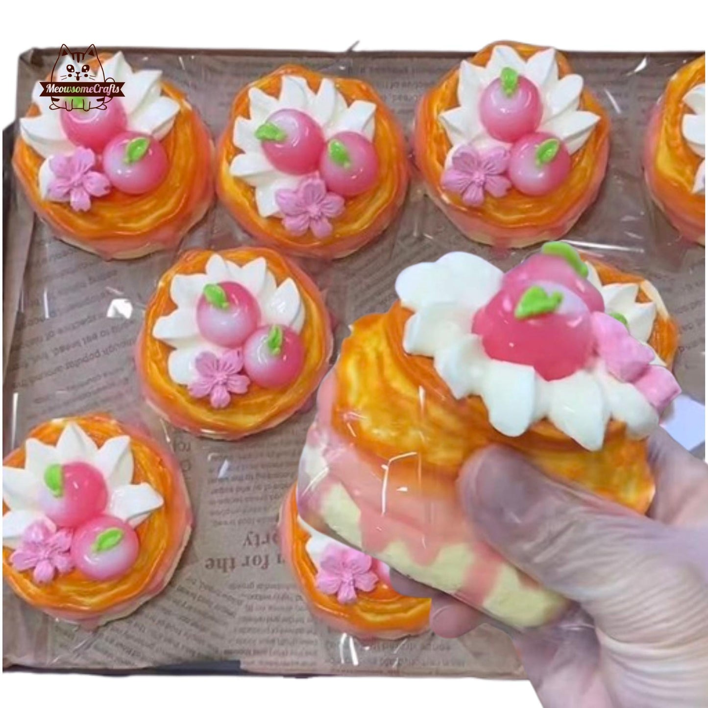 Realistic Cherries Cake Taba Squishy Slow Rising Stress Relief Fidget Toy Gift